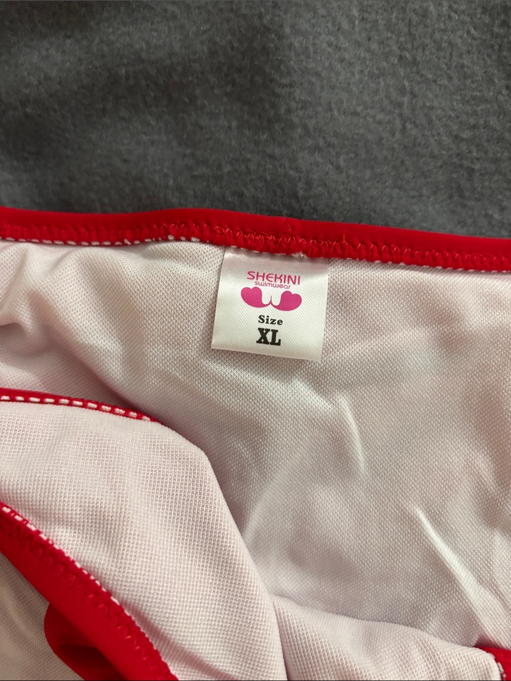 Shekini XL Red String Triangle Bikini Set NWT Tie Side Ruched Swimwear - Picture 5 of 8